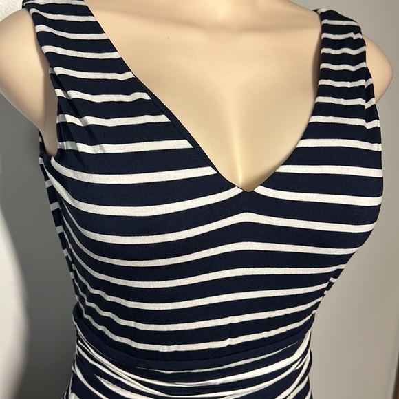 Boden Navy & White Stripes Sleeveless V-Neck Maxi Dress - Picture 3 of 6